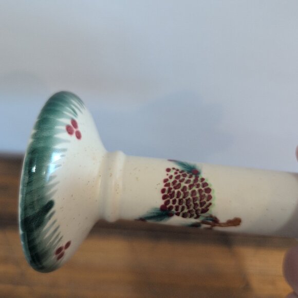 Vintage Hermitage Pottery Christmas Pine 5.75" Candlestick Holder Replacement - Picture 4 of 4